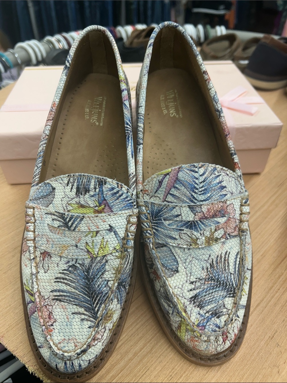 Floral Printed Penny Loafers in Neutral Multi - Women